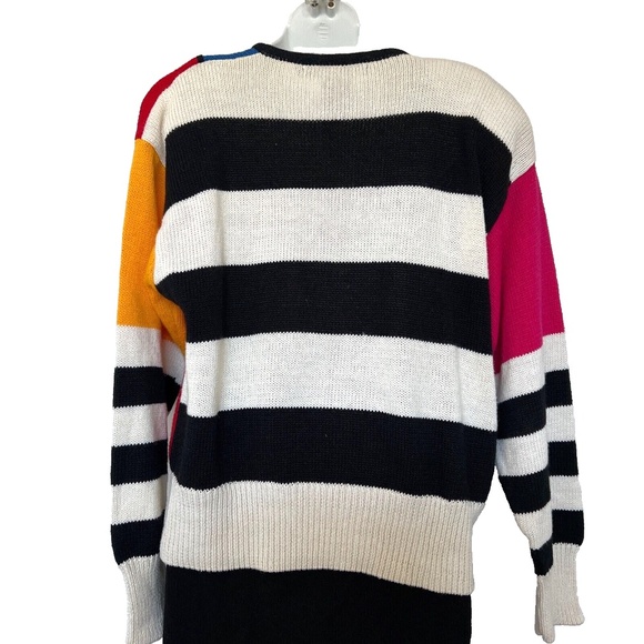 I.B. DIFFUSION Vintage Sweater Sz S Oversized Colourful Geometric Bright 90s - Picture 4 of 6